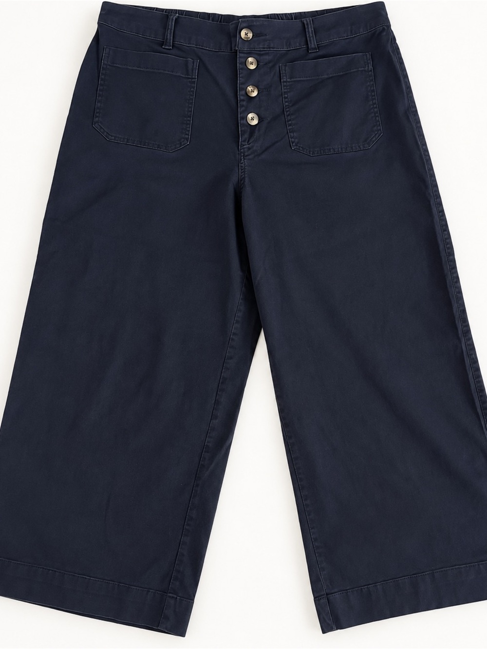 Women’s Sonoma Navy Cropped Wide-Leg Pants Size 18 Stretch Cotton Blend